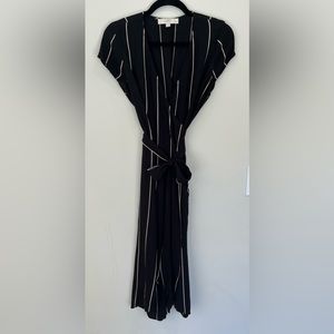 LOFT - wrap dress - black pinstripe - size S petite